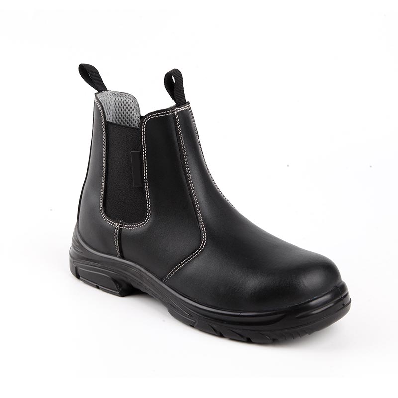 Buty robocze o średnim kroju, z gładkiej skóry, antypoślizgowe